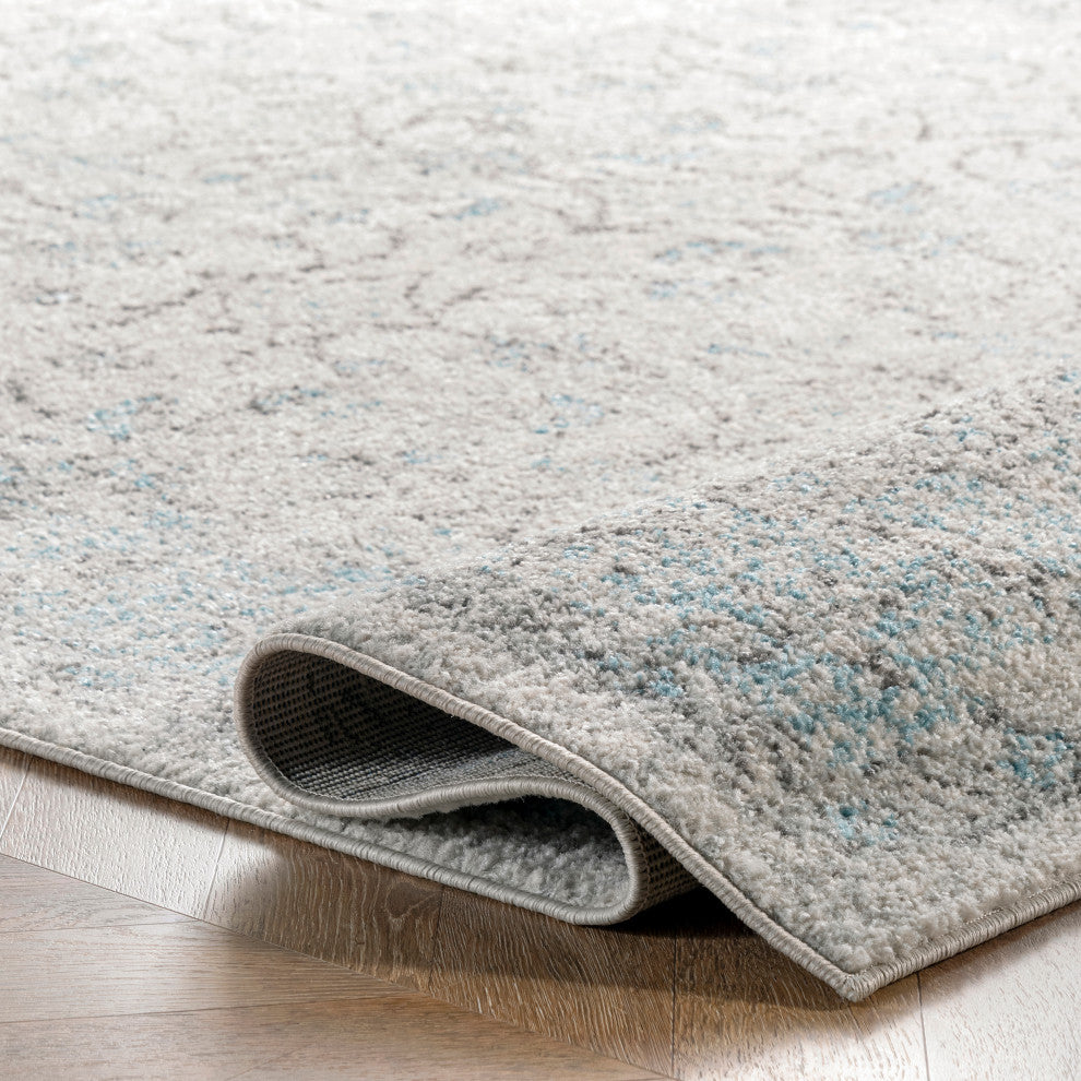 Nuloom Mist Floral Vintage Rug, Aqua 8'
