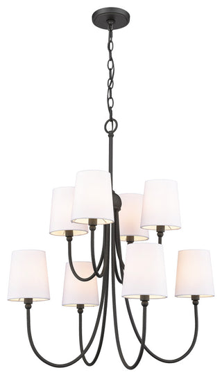 Forged Black 8 - Light Shaded Simply Rustic Chandelier