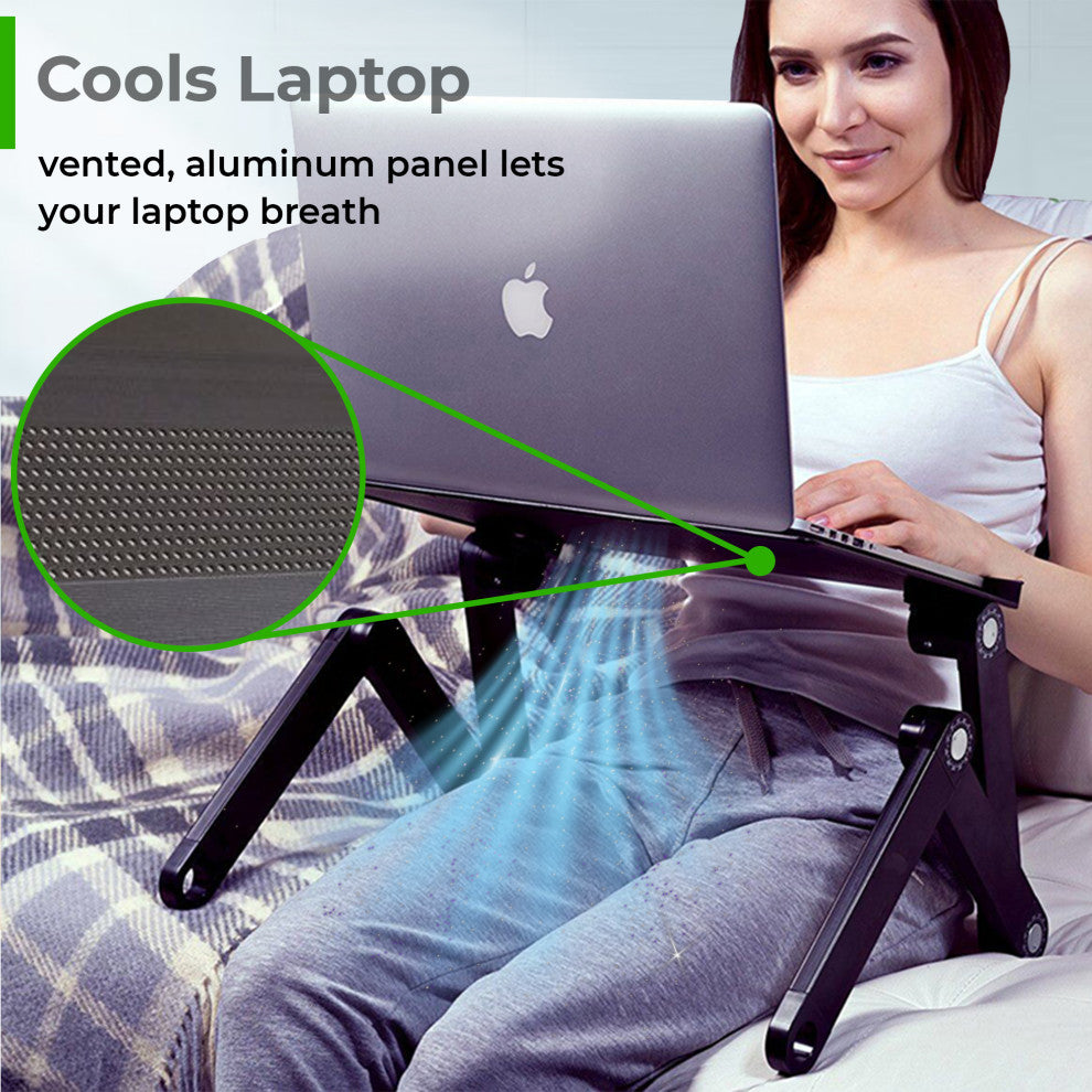 Workez Adjustable Height, Ergonomic Aluminum Cool Laptop Stand, Black