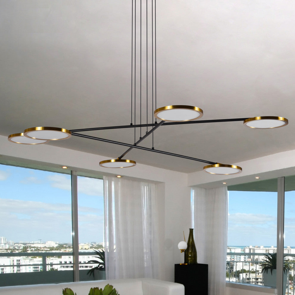 Torino 39" ETL Certified Integrated LED Chandelier, Antique Brass