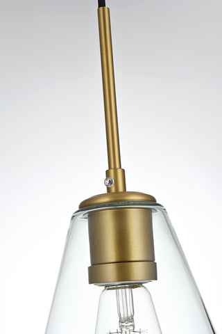 Home Living 7" Pendant Clear Shade, Satin Gold
