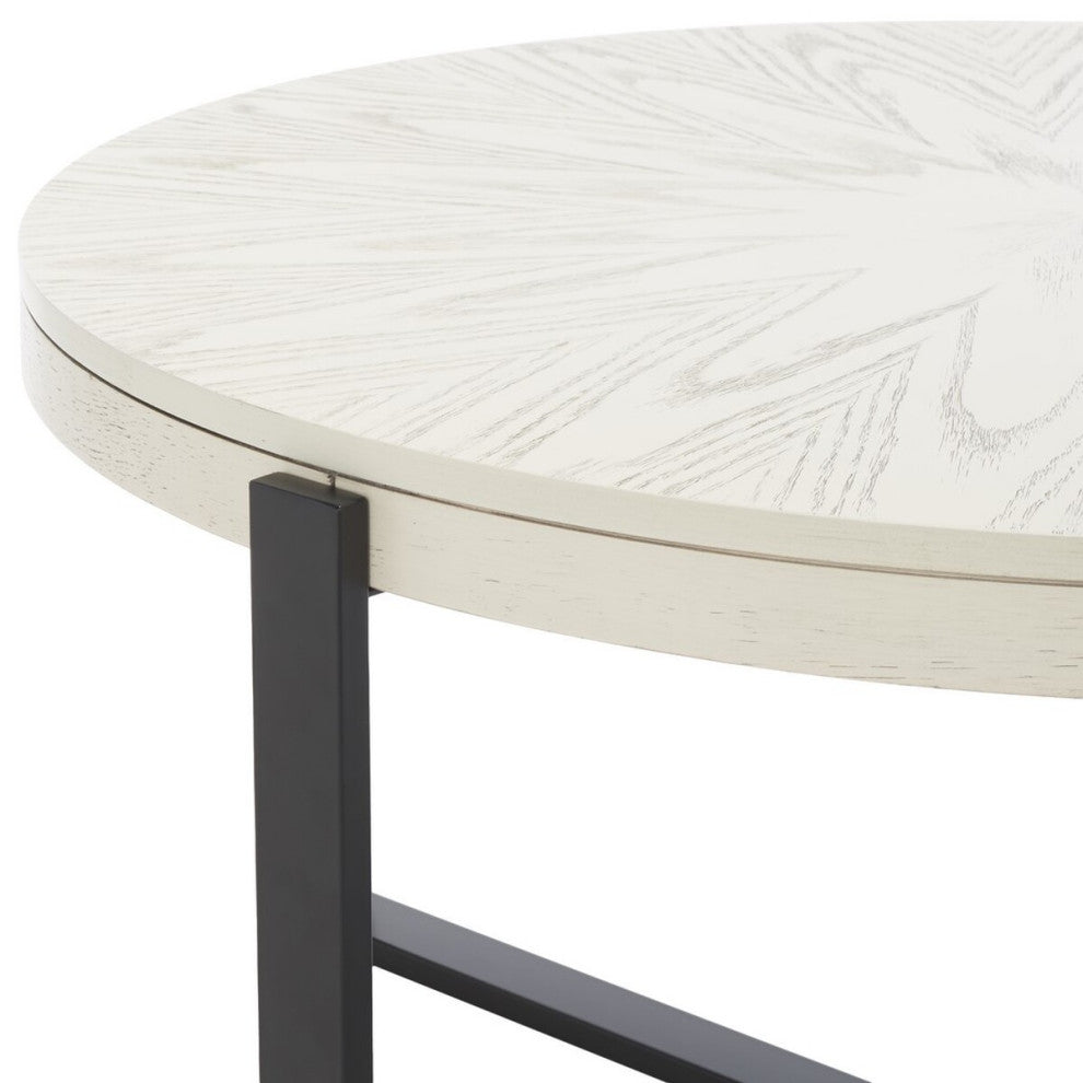 Safavieh Navya Round Coffee Table, White Washed/Black
