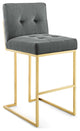 Gold Charcoal Privy Gold Stainless Steel Performance Velvet Bar Stool