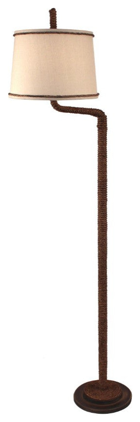 Dark Sandalwood Swing Arm Floor Lamp With Rope