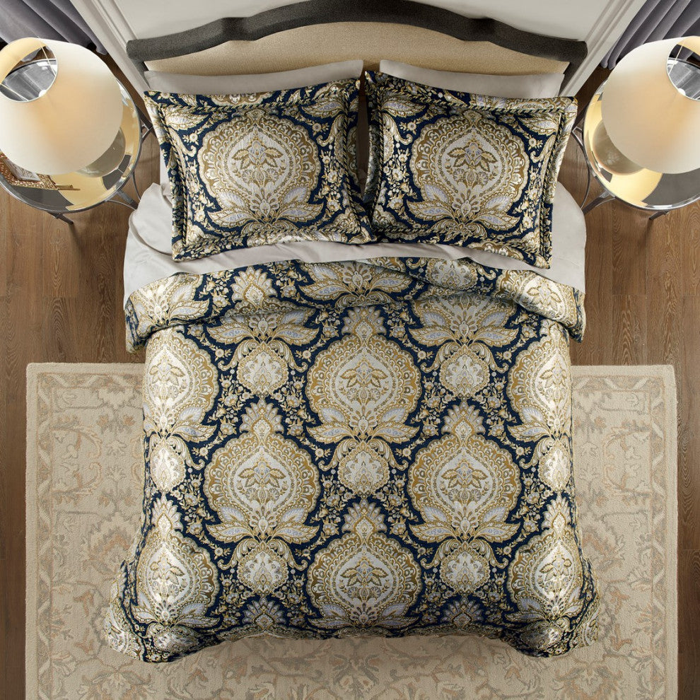 Croscill Valentina Traditional 4-Piece Comforter Set, Navy, Cal King