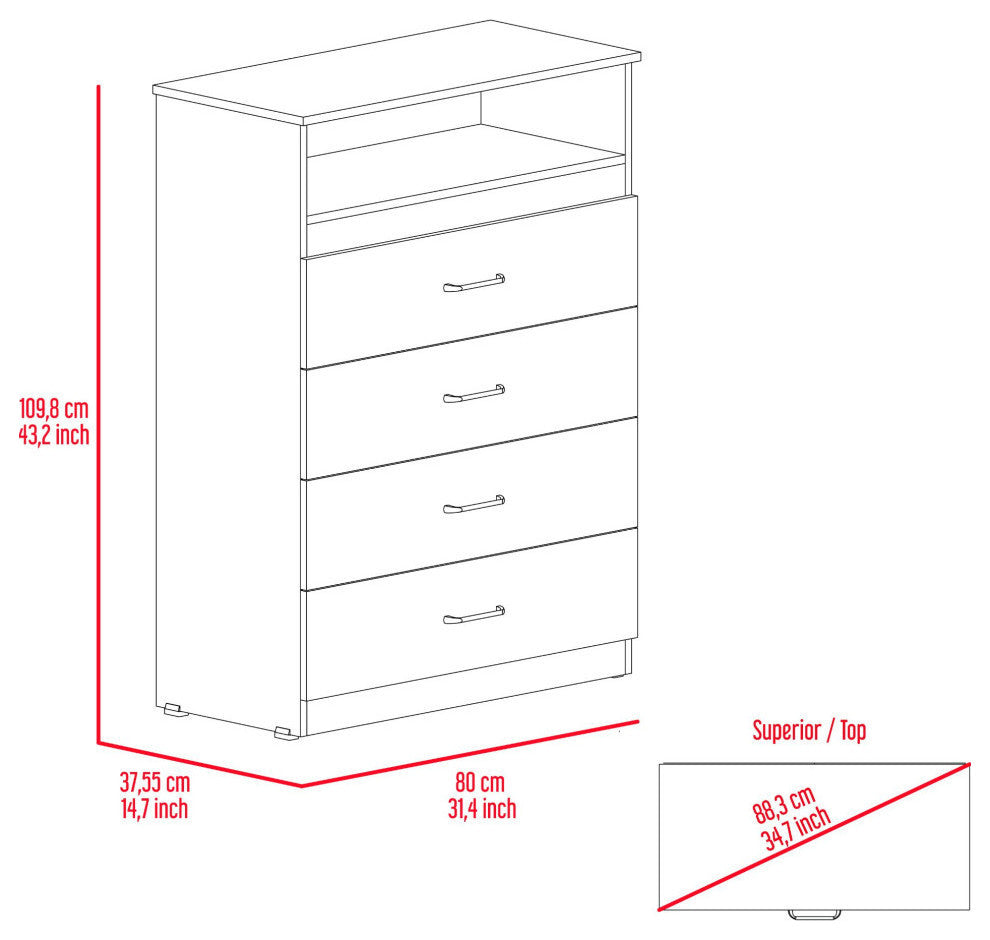 Athens, Dresser, With 4 Drawers, Black Wengue