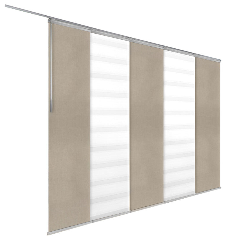 Blanched White-Alabaster 5-Panel Track Extendable Vertical Blinds 94"Hx58-110"W