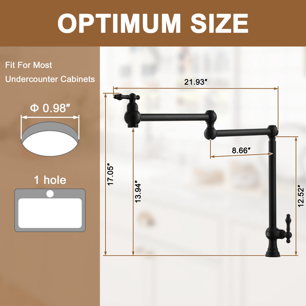 Deck-Mounted Double Handle Pot Filler Kitchen Faucet Stove Faucet, Matte Black