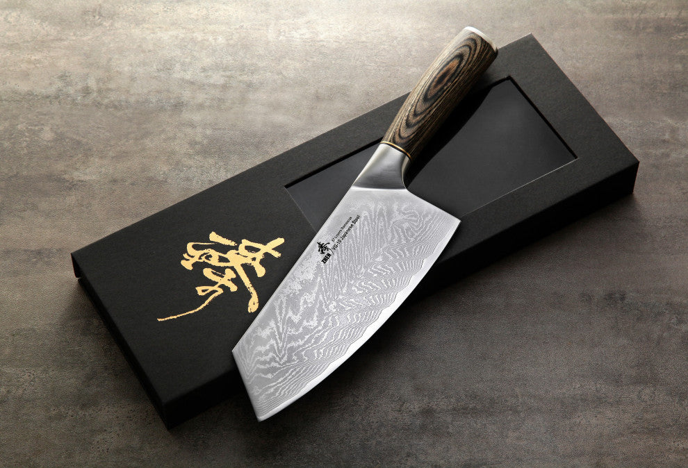 Zhen Japanese 67 Layer Damascus Vegetable Chopping Knife, 7"