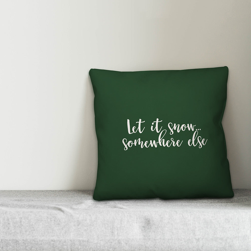 Let It Snow, Teal 18x18 Throw Pillow Cover