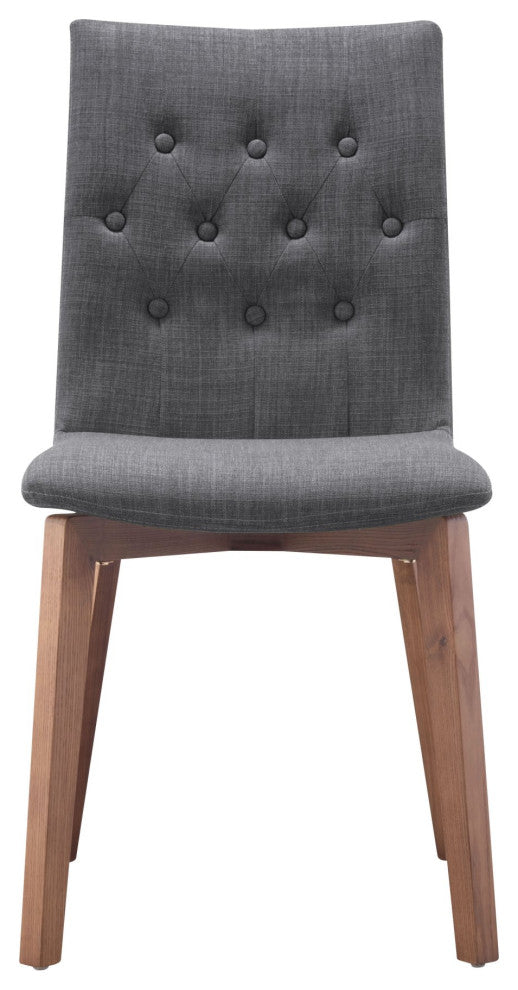 Dining Chair, Set of 2, Fabric, Wood, Gray, Brown, Bar Kitchen Cafe Bistro