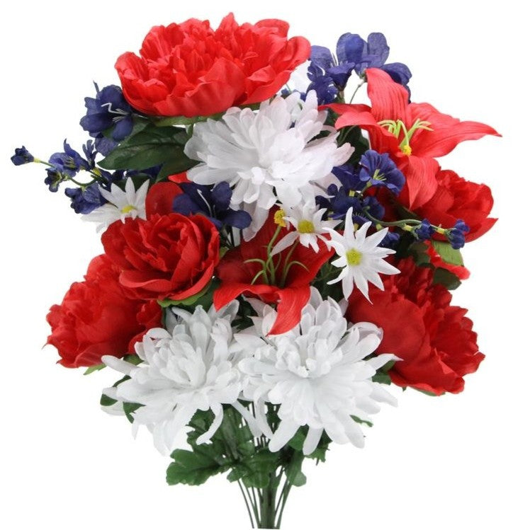 Admired By Nature Artificial 24-Stem Peony, Lily, Mum Mixed Bush