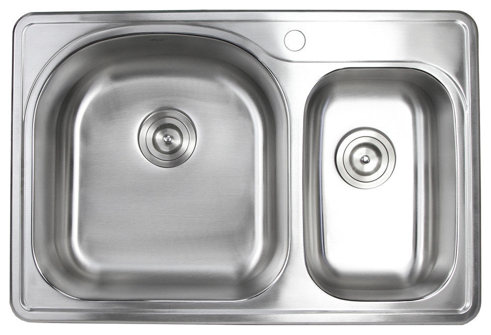33" Topmount Stainless Steel 70/30 Double Bowl Kitchen Sink and Faucet Combo