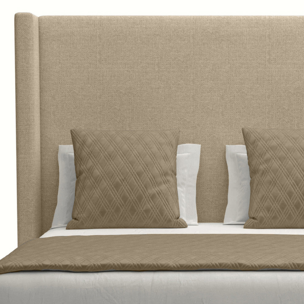 Nativa Interiors Aylet Plain Bed, Flax, King, Medium Headboard