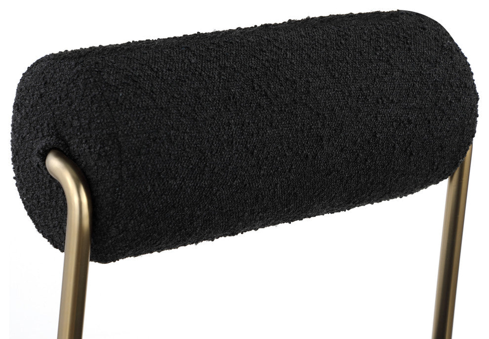 Carly Faux Leather Seat/Boucle Fabric Back Counter Stool, Black