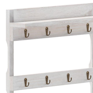 Campbell Wooden Wall Mount Mug Rack, White Wash
