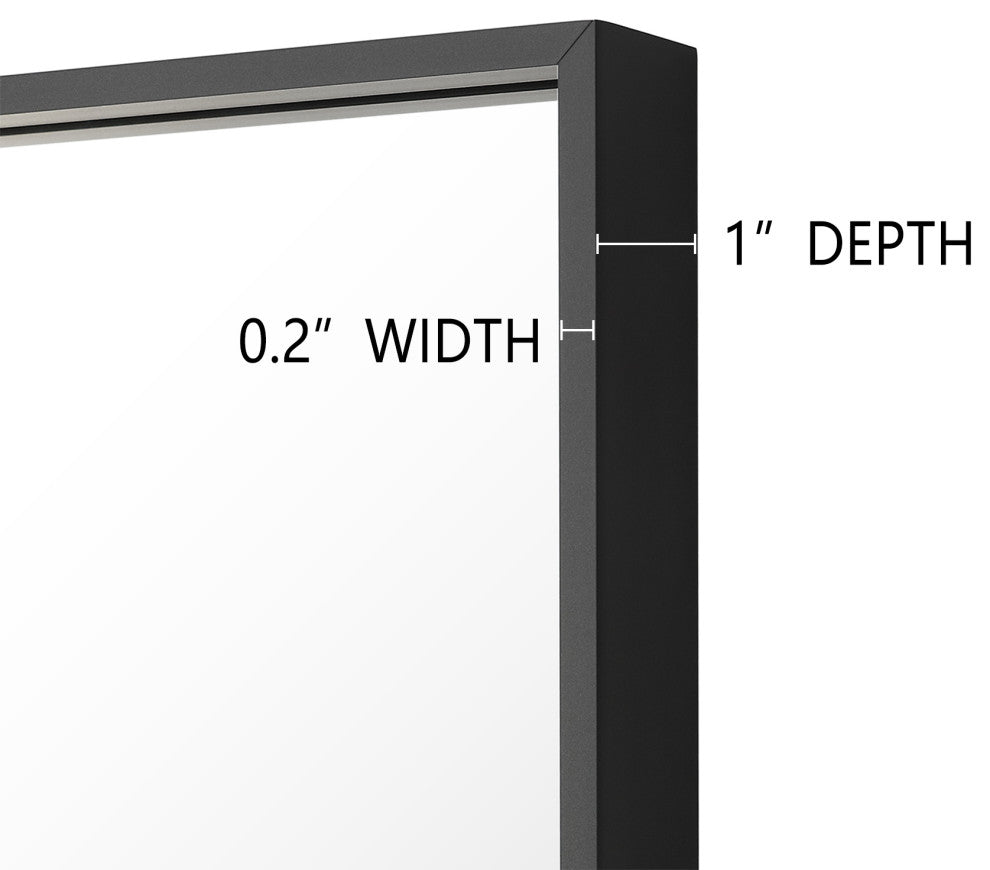 Rectangle Framed Bathroom Vanity Mirror Accent Wall Mirror, Black, 30"x36
