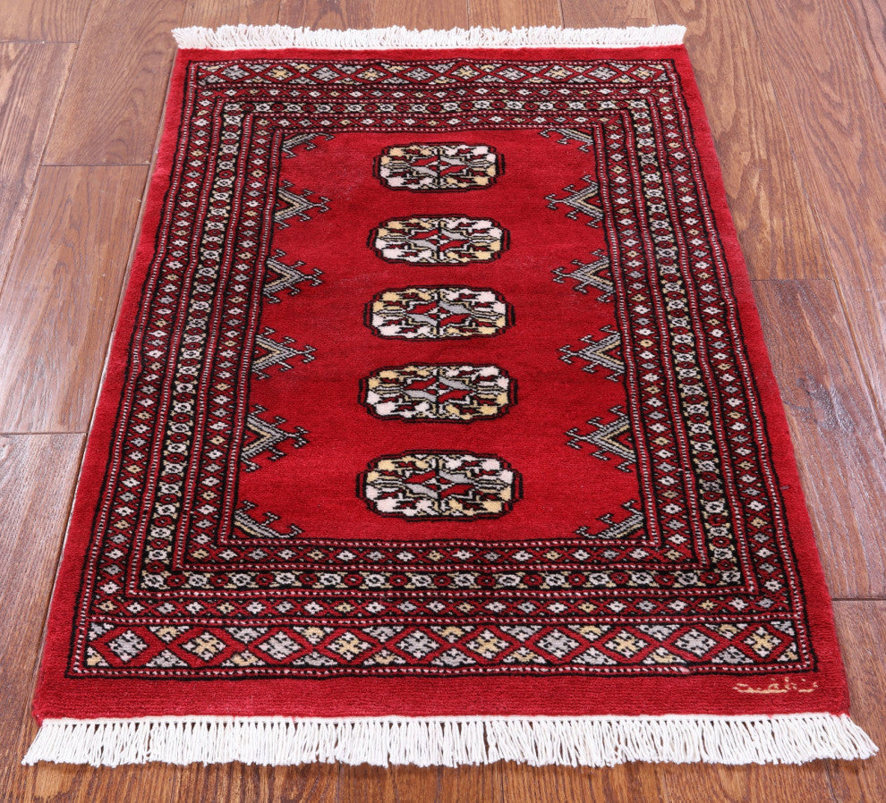 2' 0" X 3' 0" Hand Knotted Signed Silky Bokhara Wool Rug - Q13846