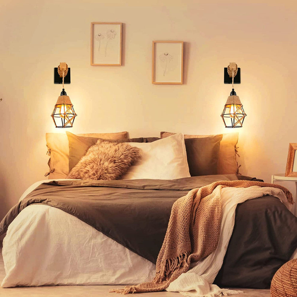 Farmhouse Wall Sconce Black Rust Cage Wall Light Fixture