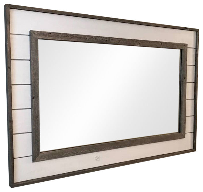 Shiplap Mirror With Reclaimed Wood, 22"x26"