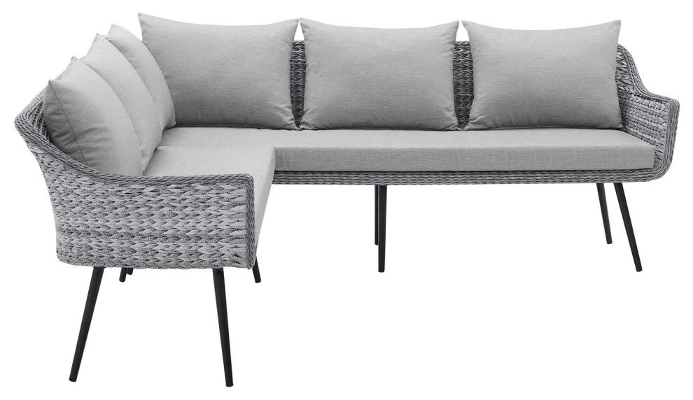 Endeavor Outdoor Patio Wicker Rattan Sectional Sofa Gray Gray