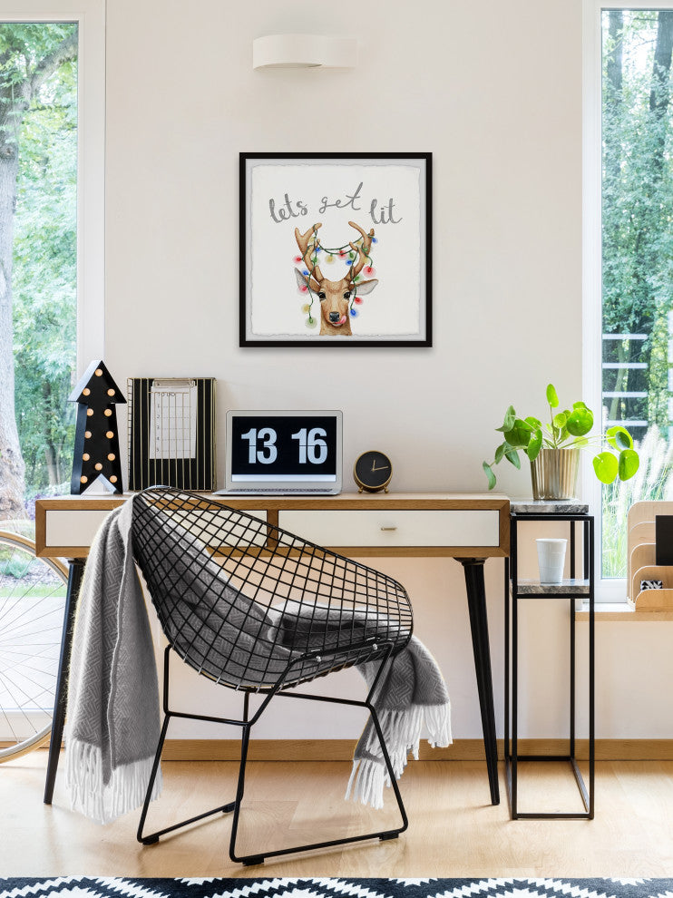 "Light-Up Antlers" Framed Painting Print, 12x12