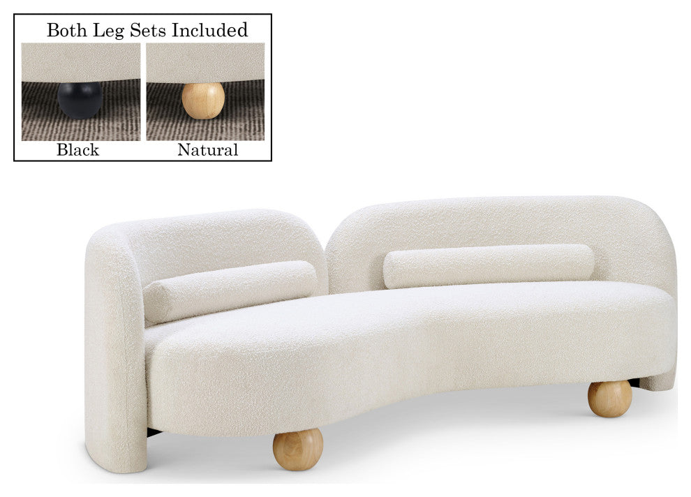Daphne Upholstered Chair/Loveseat/Sofa, Cream, Boucle Fabric, Sofa