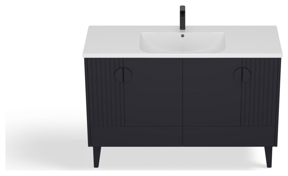 The Avila Bathroom Vanity, Black, 48", Single Sink, Freestanding