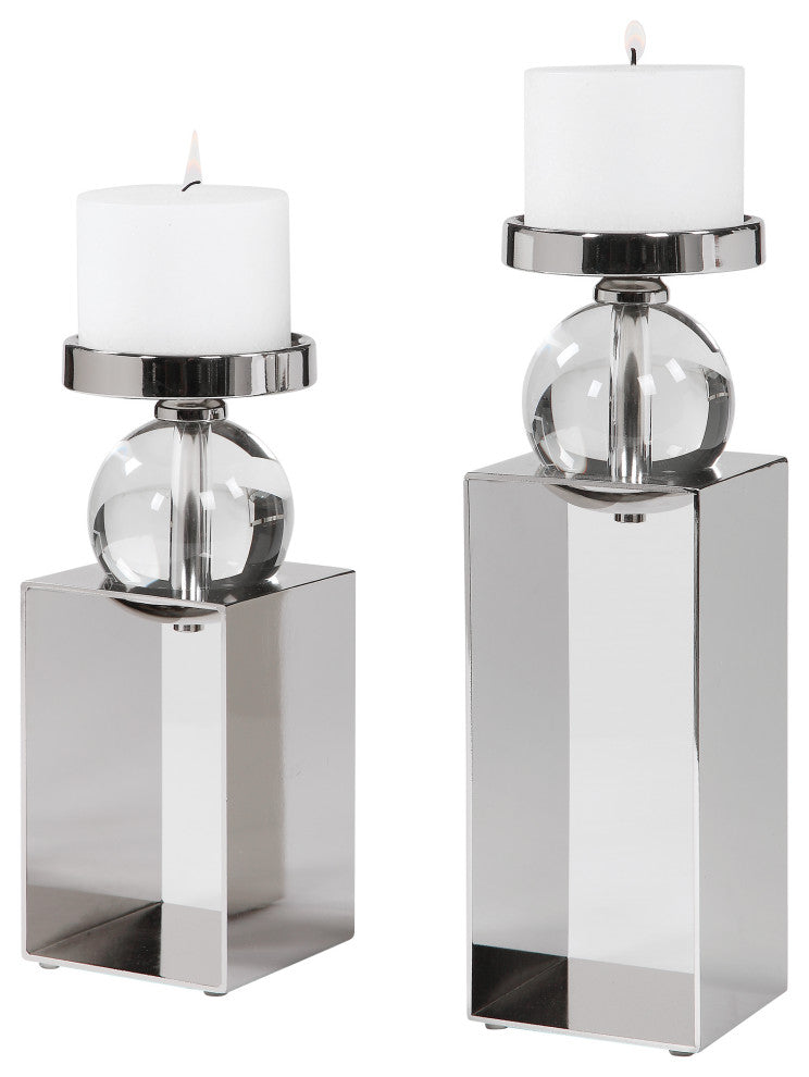 Uttermost Lucian Nickel Candleholders, 2-Piece Set