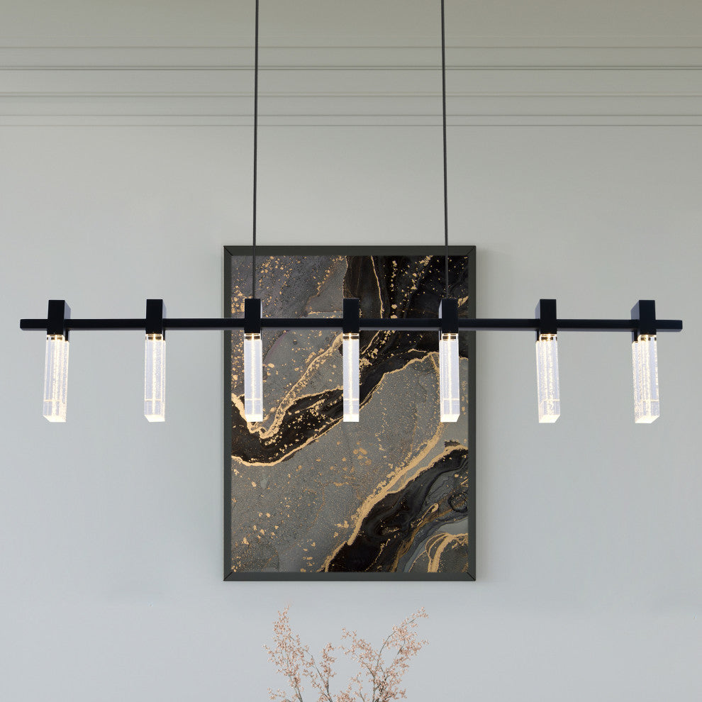 Sorrento 40" 7 Shades ETL Certified Integrated LED Linear Chandelier, Black