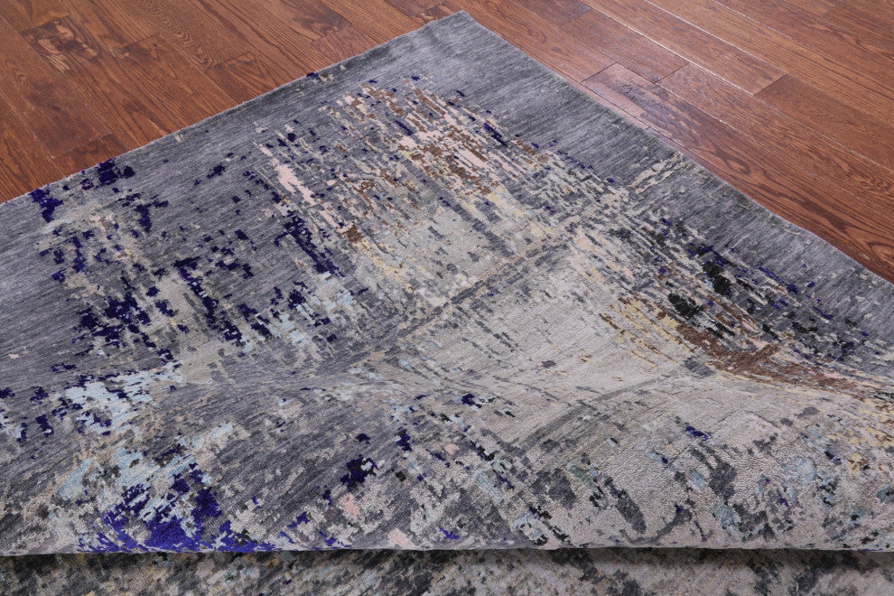 8' 1" X 9' 10" Abstract Wool & Silk Handmade Rug - Q13691