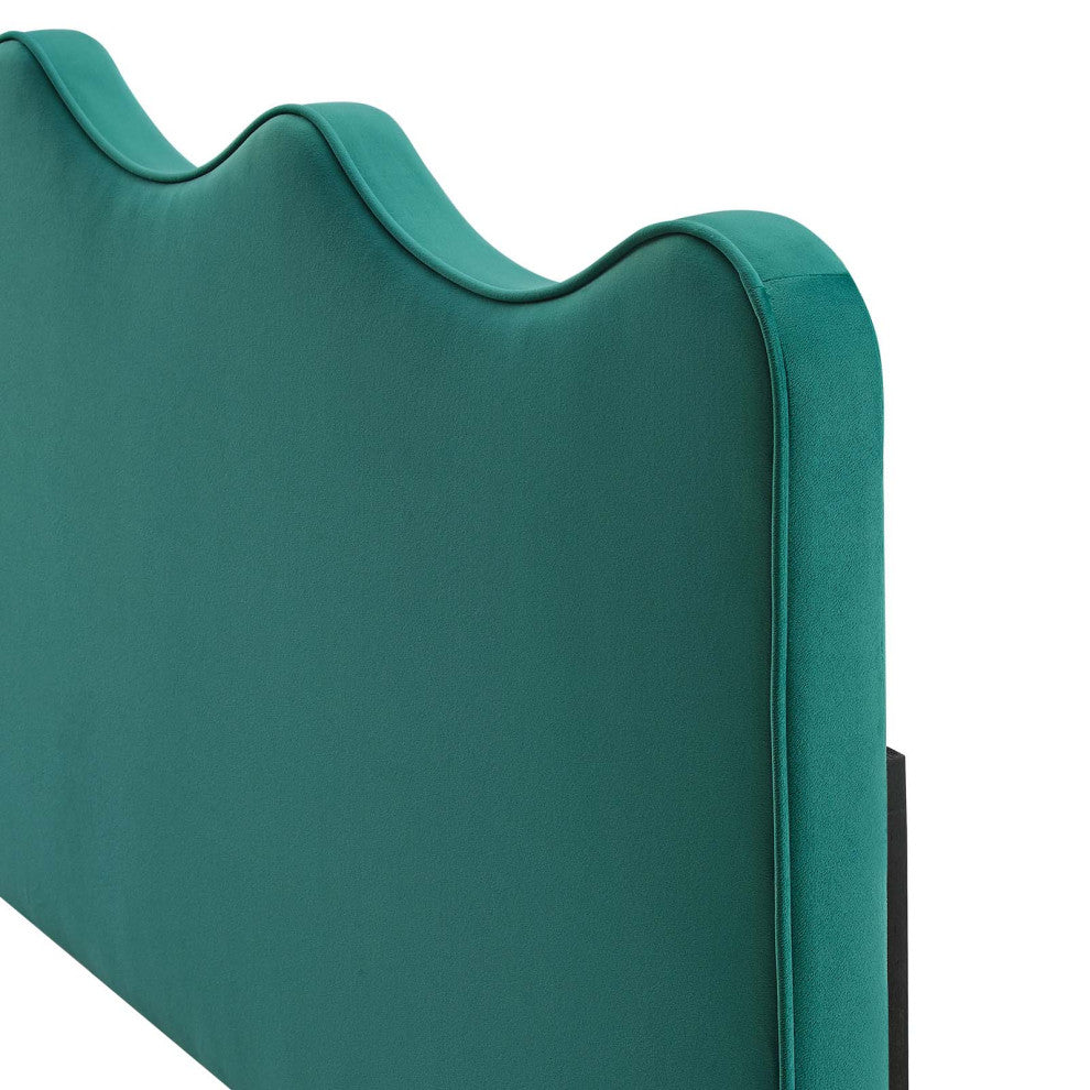 Headboard, Full Queen Size, Velvet, Teal Blue, Modern Contemporary, Bedroom