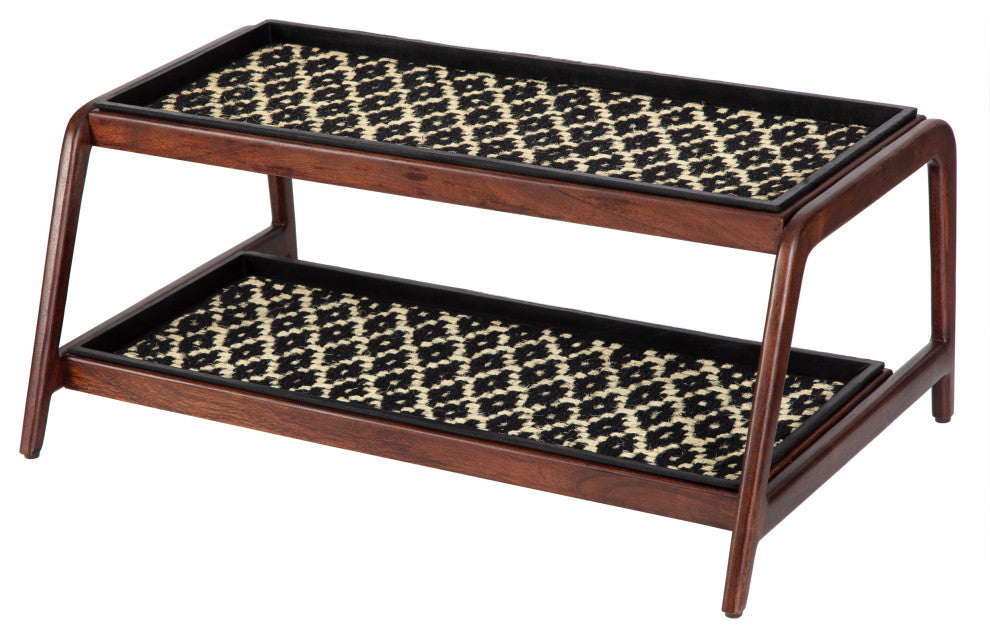 Double-Tier Brown Stand With 3-Pair Rubber Boot Trays Madagascar