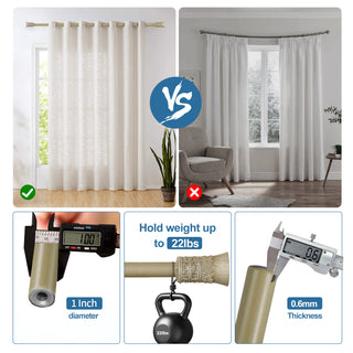 1" Diameter Tribale Curtain Rod, 48"-84", Cottage