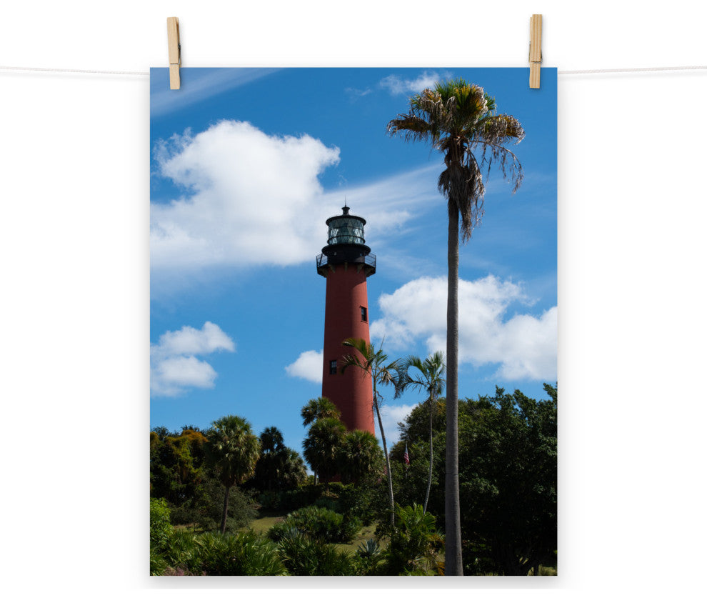 Jupiter Lighthouse Color Unframed Coastal Landscape Photo Wall Art Print, 16" X 20"