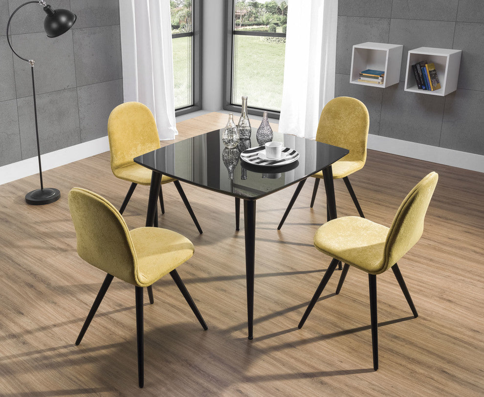 Essai Glass Top Small Dining Table, Black
