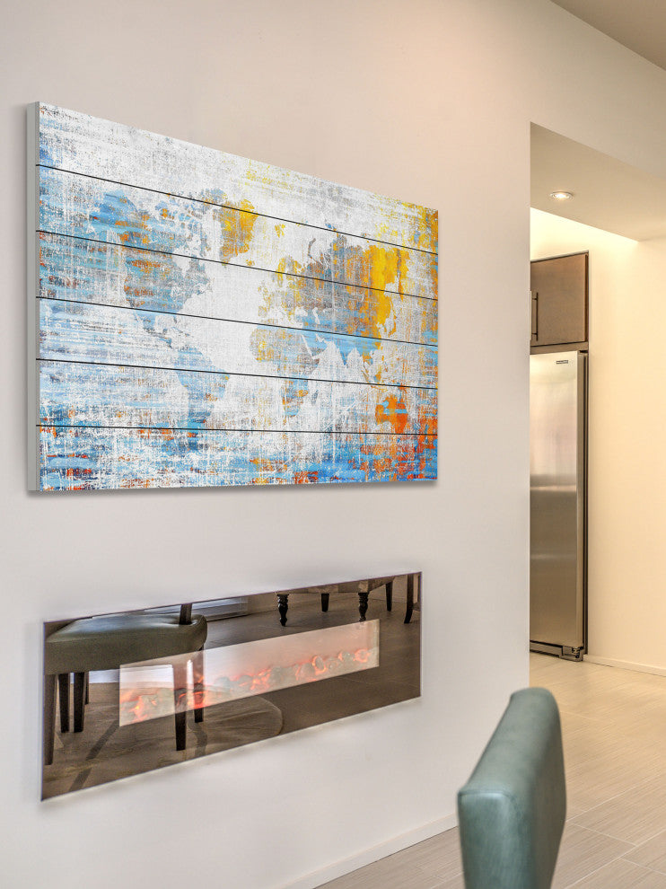 "Continental Journey" Print on White Wood, 60"x40"