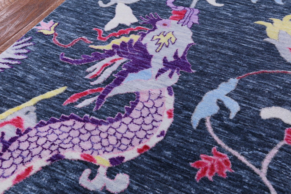 Dragon Design Hand Knotted Wool Rug 9' 0" X 12' 1" Q11801