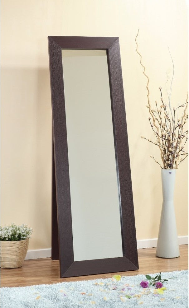 Benzara BM148738 Aesthetic Accent Mirror with Wooden Framing, Dark Brown