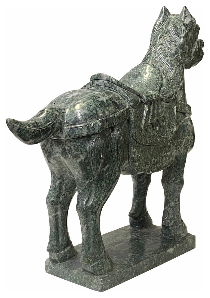 Chinese Green Stone Fengshui Fortune Horse Display Figure Hws1764