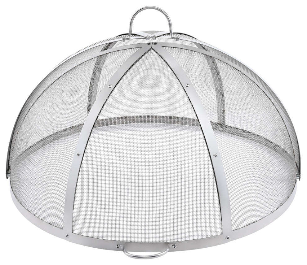 VEVOR 40" Fire Pit Round Wood Burning Spark Screen Cover Lid Stainless Steel