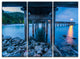 "Under Wood Bridge at Twilight" Sea Bridge Metal Wall Art, 3 Panels, 36"x28"