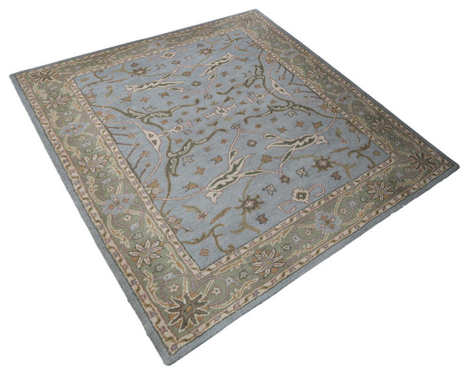 HAND TUFTED WOOL ECO-FRIENDLY AREA RUGS, Blue Green Color, Oriental Design
