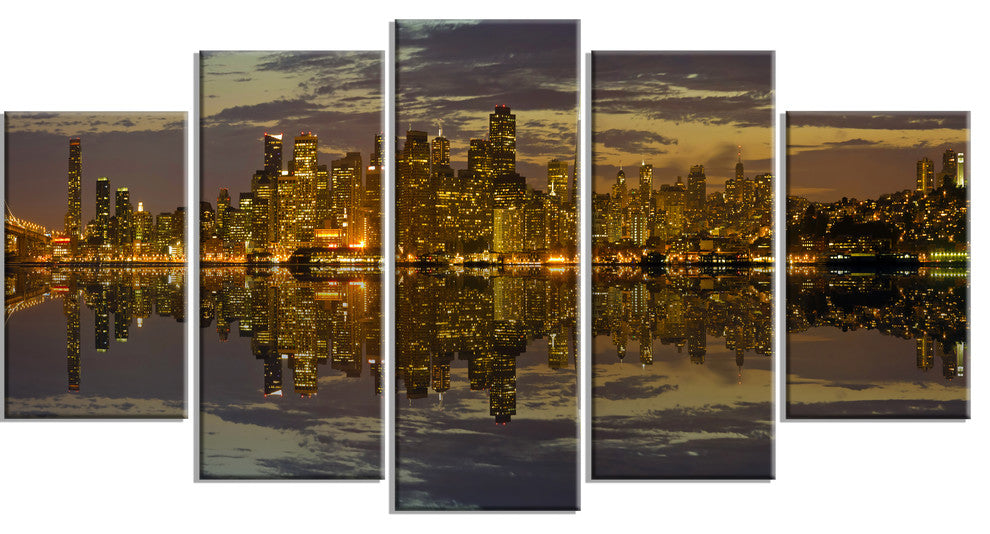 "San Francisco at Sunset" Panorama Cityscape Canvas print, 5-Panels, 60"x32"