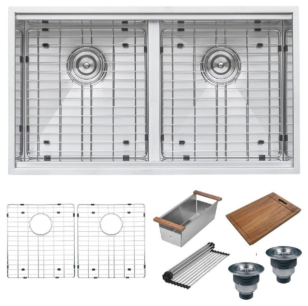 Ruvati RVH8350 Undermount 16 Gauge 33" Kitchen Sink Double Bowl