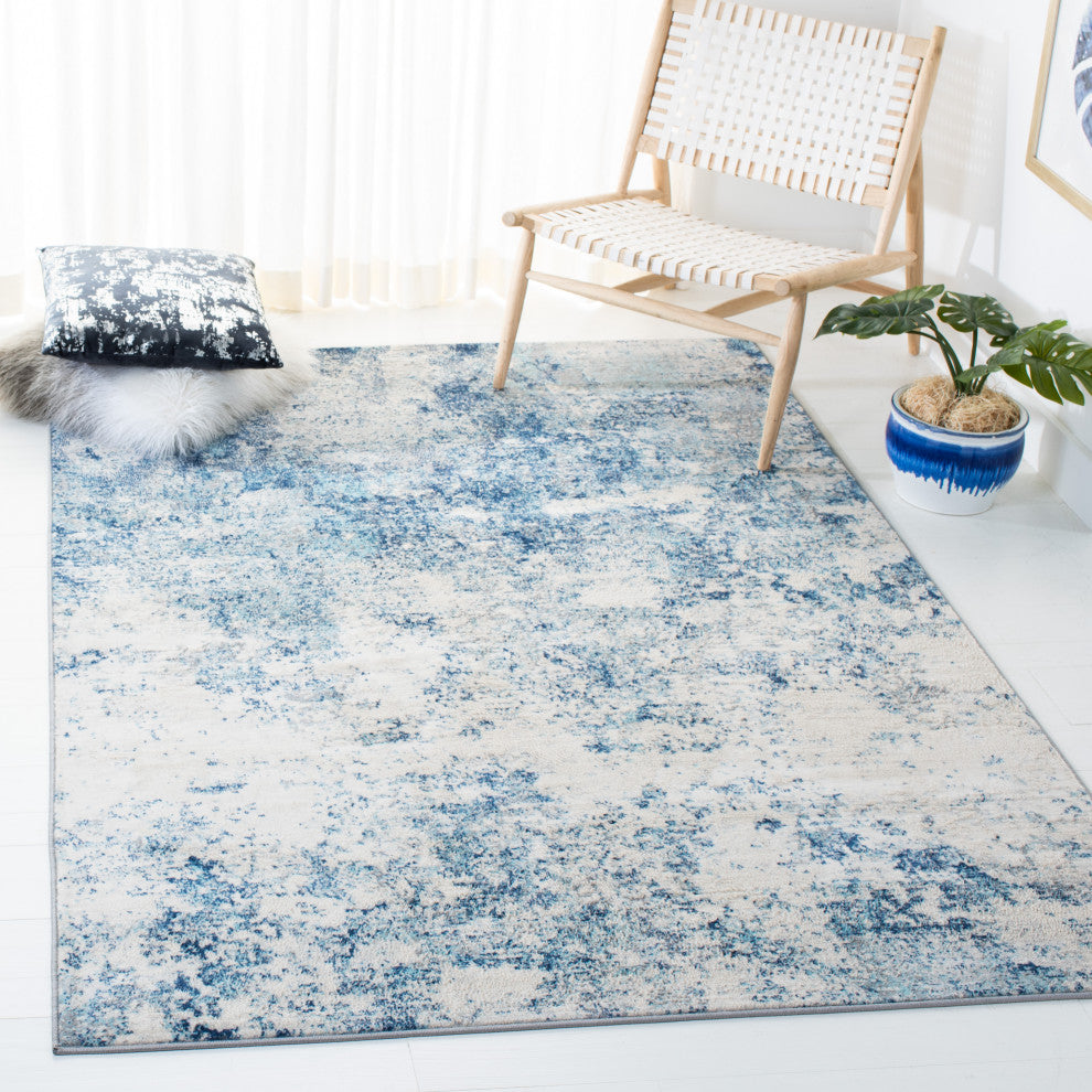 Safavieh Brentwood Bnt822B Organic and Abstract Rug, Ivory and Navy, 2'0"x16'0" Runner