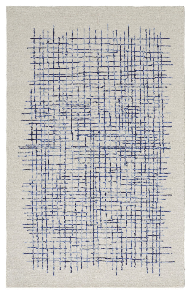 Weave & Wander Carrick Architectural Rug, Ivory/Navy, 5'x8'