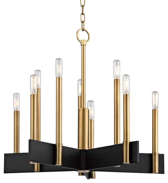 Abrams, 10 Light, Chandelier, Aged Brass Finish