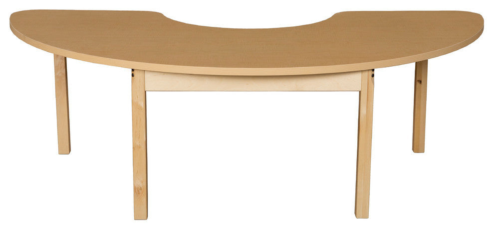Half Circle High Pressure Laminate Table With Hardwood Legs, 20"