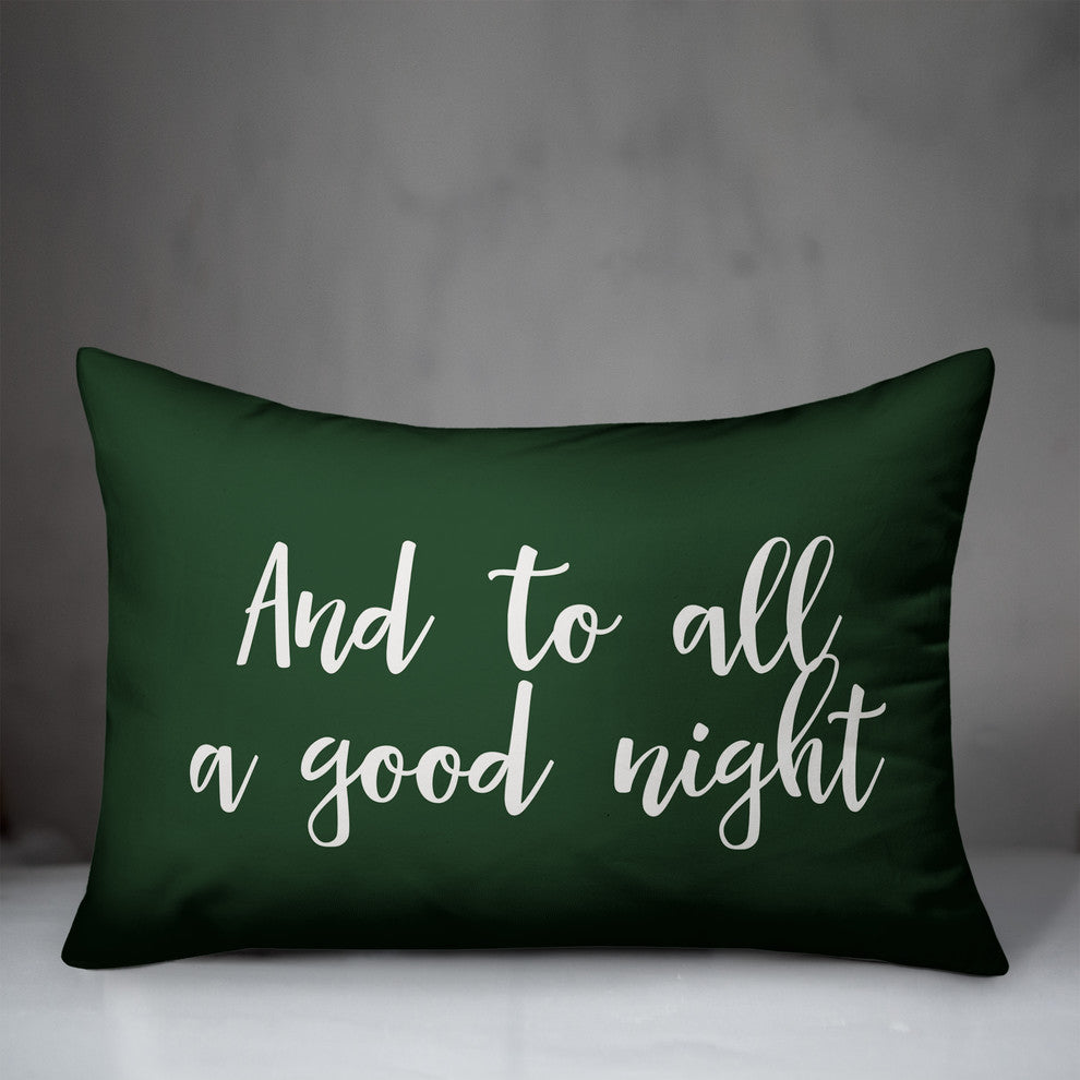 And To All A Good Night, Dark Green 14x20 Lumbar Pillow